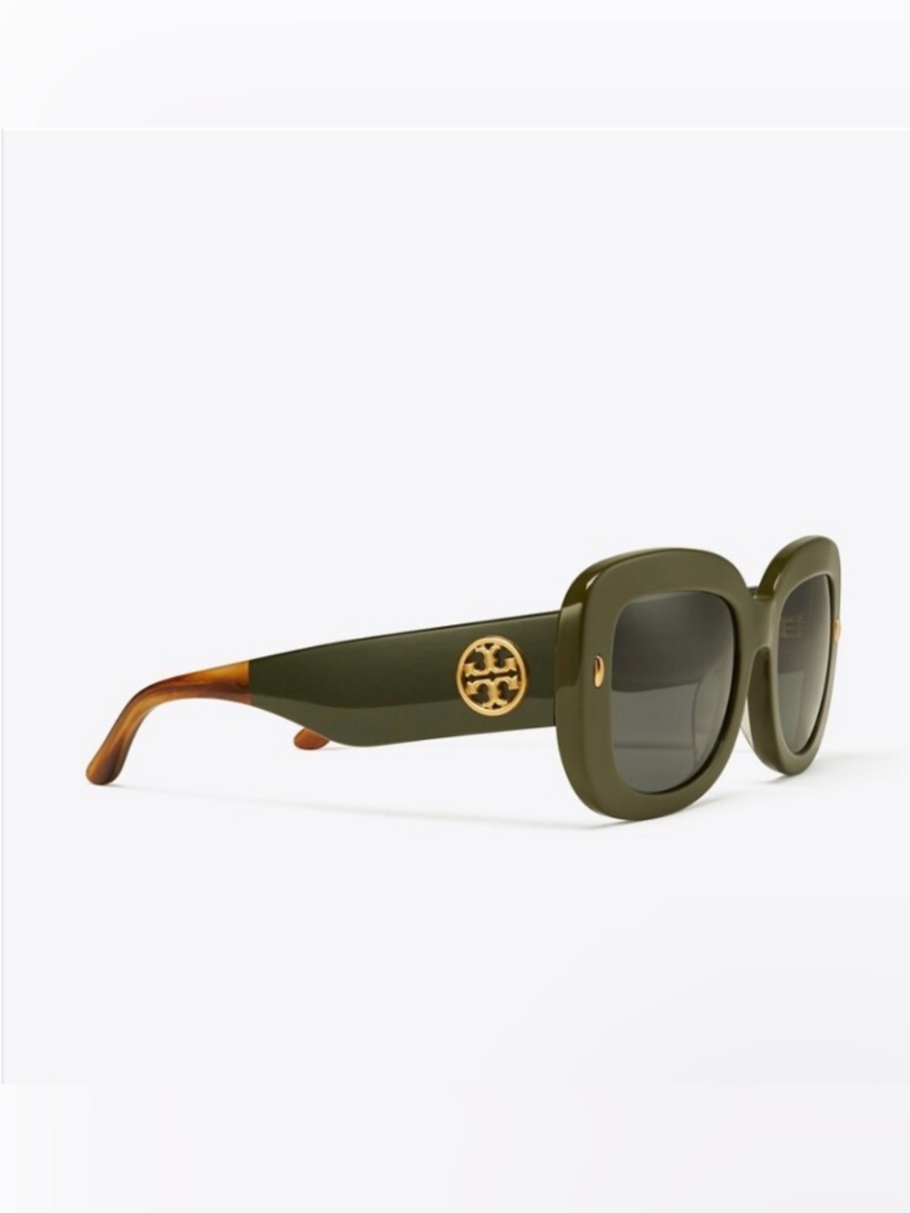 TORY BURCH TY7170U Green Tortoise Oversized Woman Sunglasses Gold Logo 51-20 140